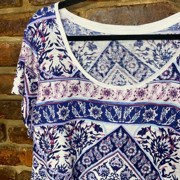 Lucky Brand Printed Short Sleeve Placed Rug Tee T-Shirt Women's Size 2X - Picture 4 of 9